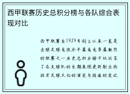 西甲联赛历史总积分榜与各队综合表现对比