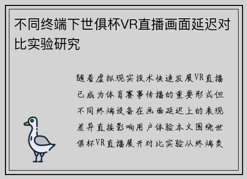 不同终端下世俱杯VR直播画面延迟对比实验研究